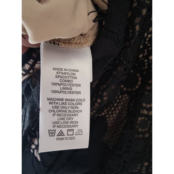 Cece Black Floral Lace Sleeveless Mini Shift Dress W Chiffon Neck Tie 8 - Picture 6 of 7